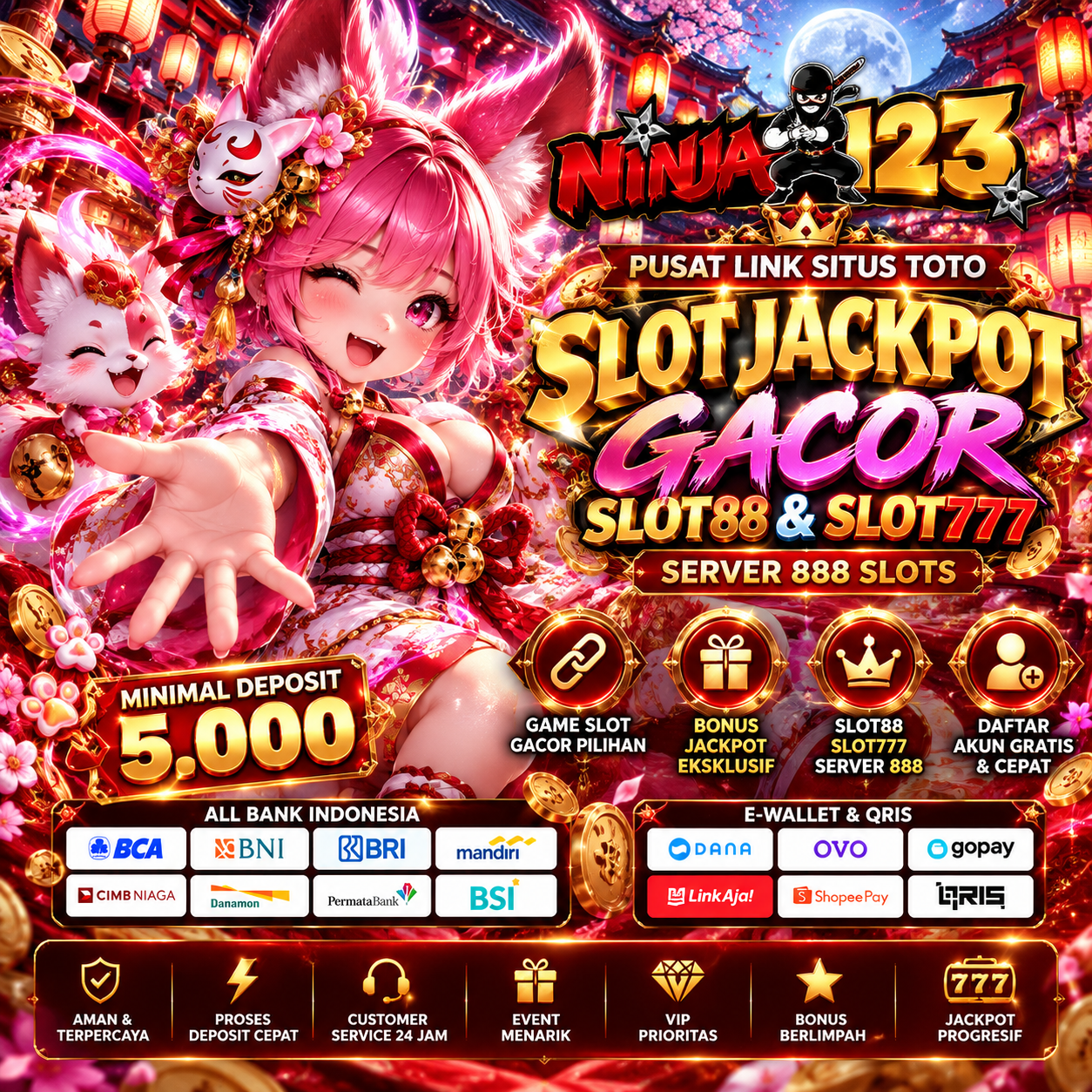 NINJA123: Situs Game Slot Jackpot Online Paling Gacor & Bandar Live Draw Togel Hongkong Singapore Sidney
